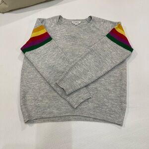 Great condition! Trendy Gray Sweater with Rainbow Detail